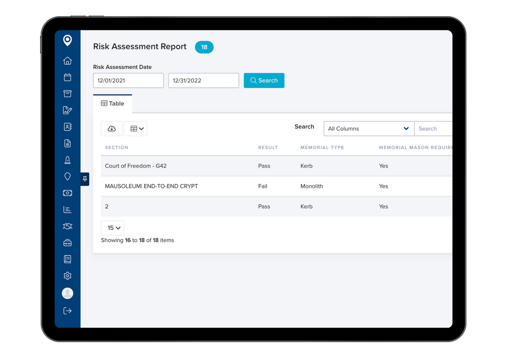 PlotBox Risk Assesment module on iPad