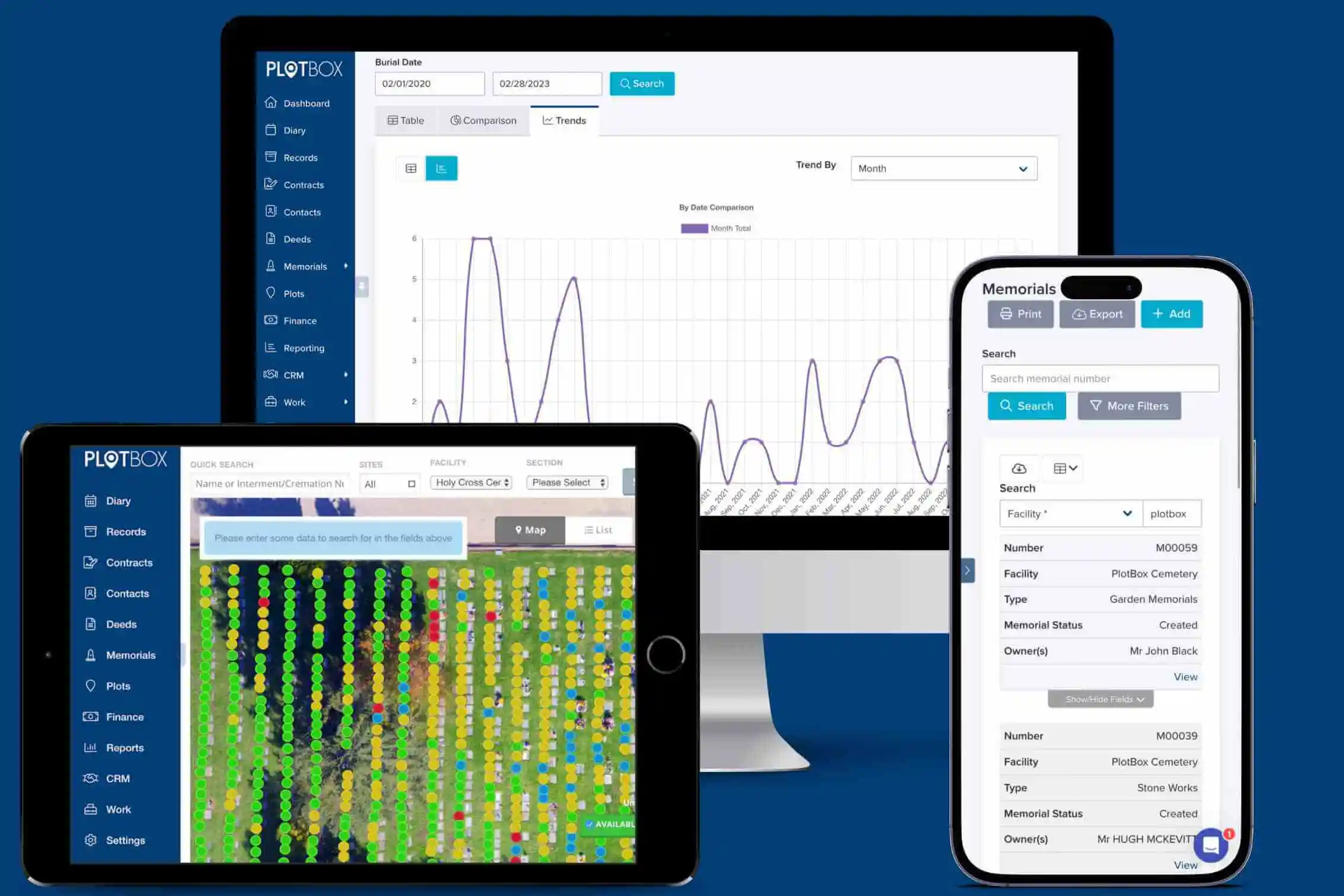 PlotBox Cemetery Software on different devices PlotBox Cemetery Software on different devices