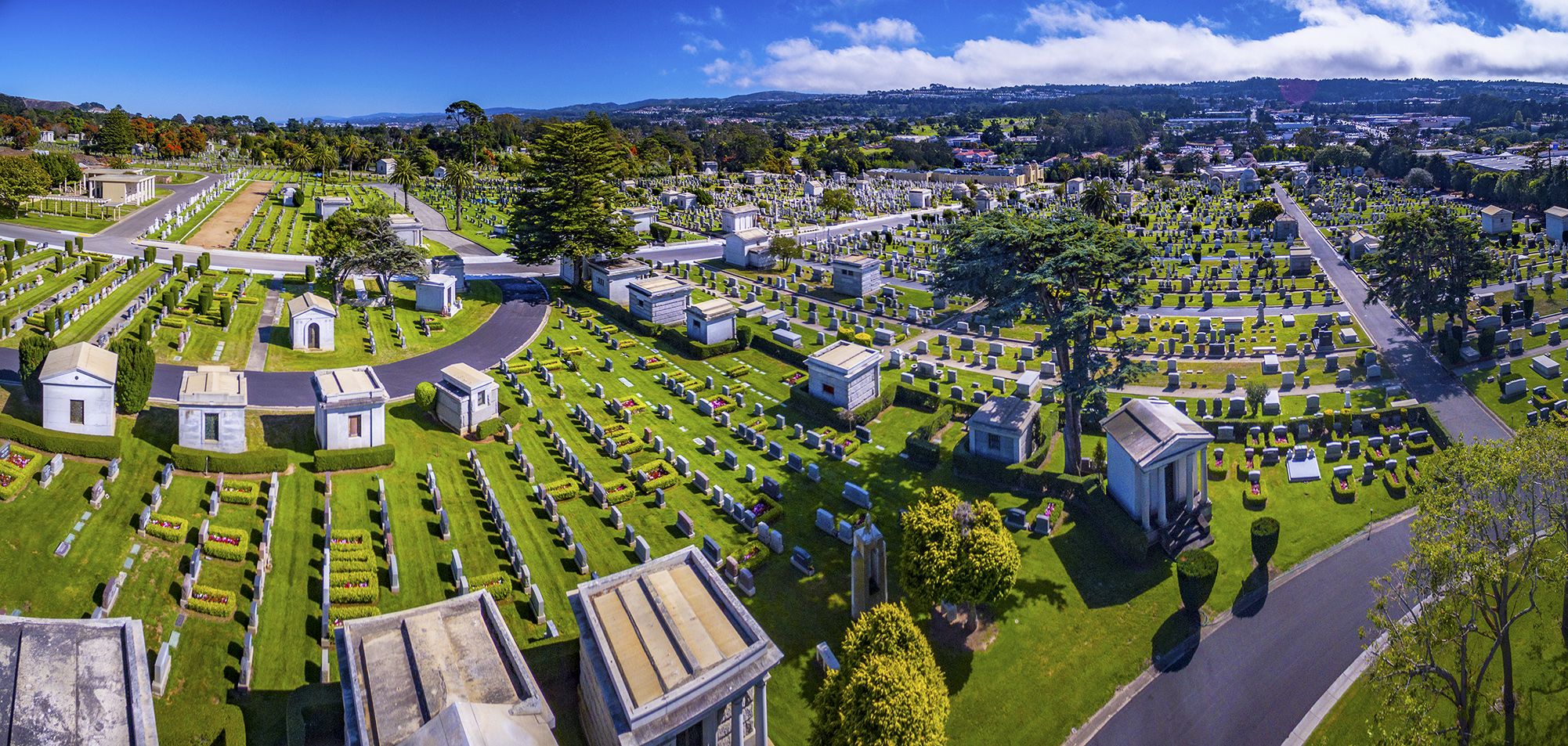 Drone image of a cemetery