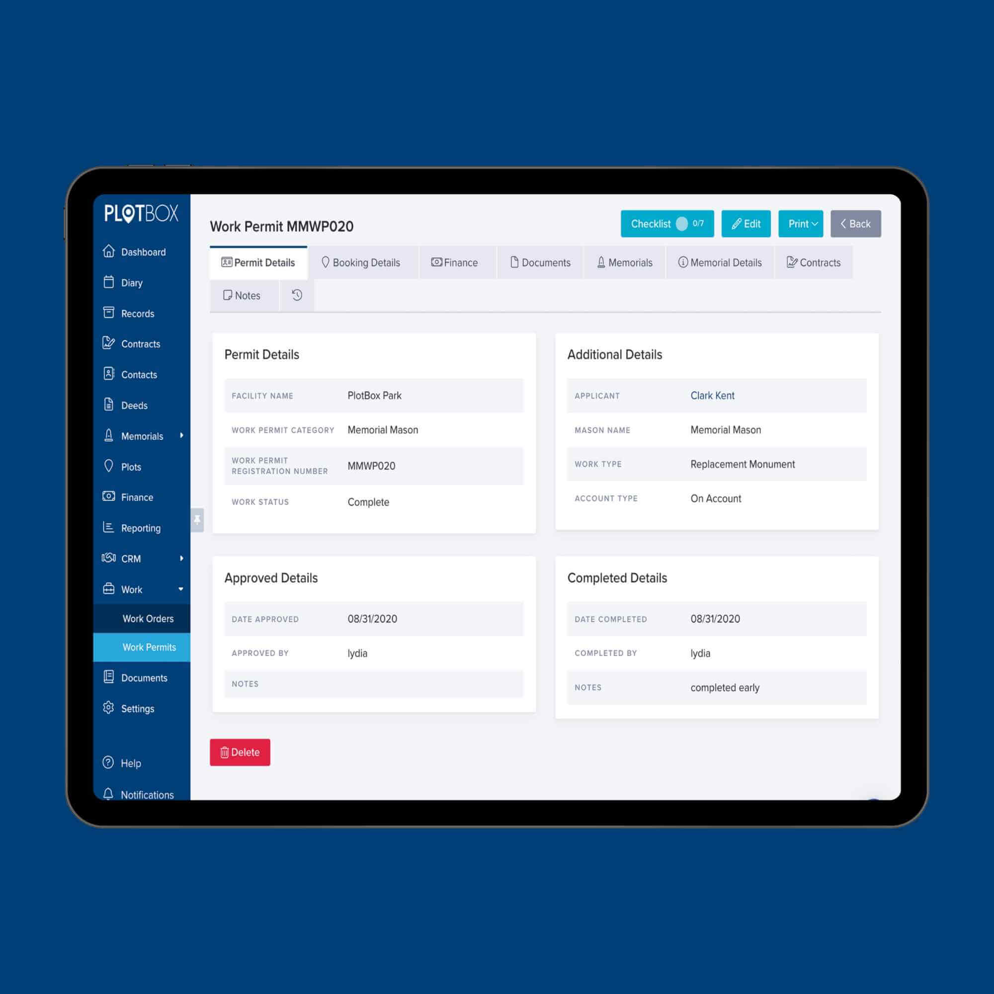 Work Permits on iPad